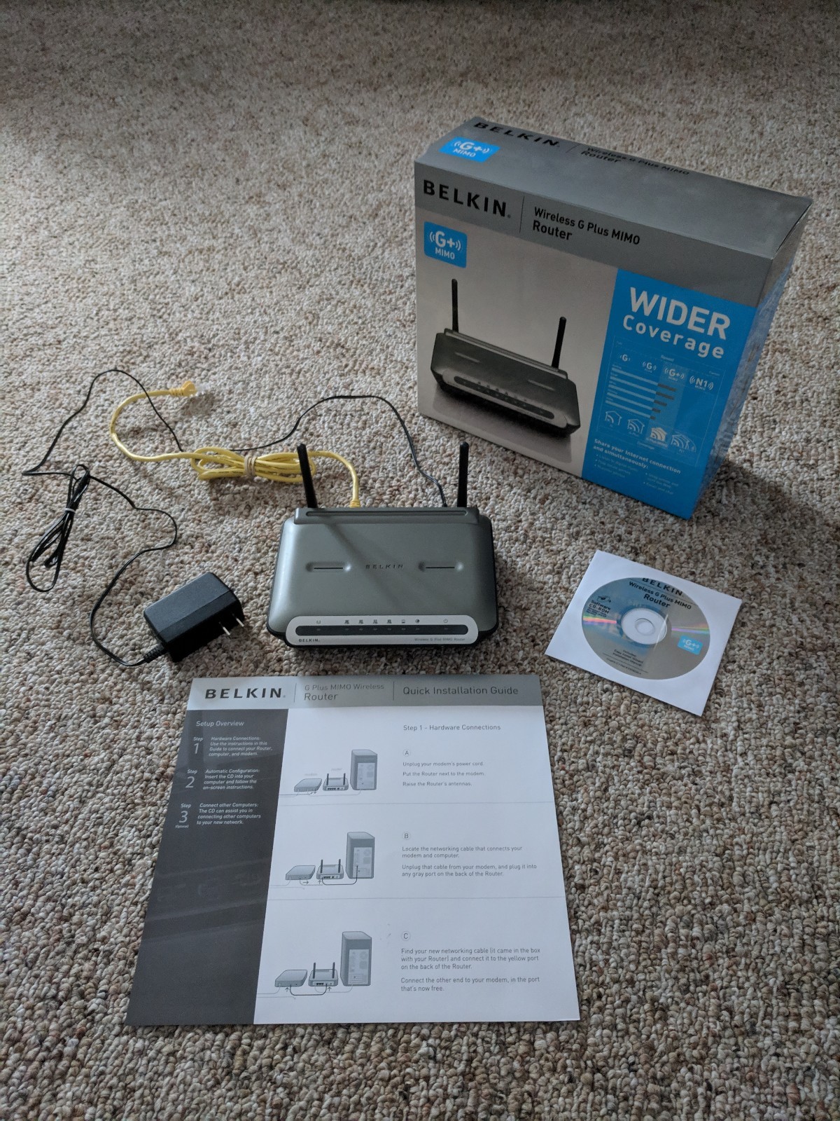 Belkin Wireless G Plus MIMO Router Wide Coverage Wifi Used Great ...