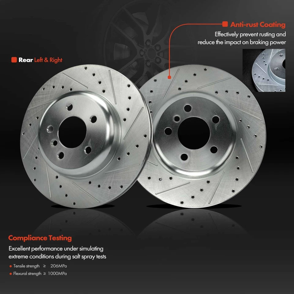2x Drilled Brake Rotors for BMW Alpina B6 xDrive Gran Coupe 535i 640i 740i Rear - Image 2 of 4