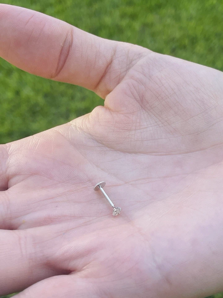 天然钻石 2.5 毫米 14K 白金 16G 内胎唇部 Labret 耳钉 — 第 2/4 张图片