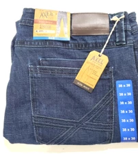 T.K. AXEL Slim Boot Cut Jeans Men 38 x 30 Blue Denim Stretch Dark Wash NWT