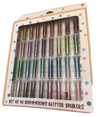 Blue Panda 40 Shimmering Glitter Shakers For Crafts, Etc, Brilliant Colors, New