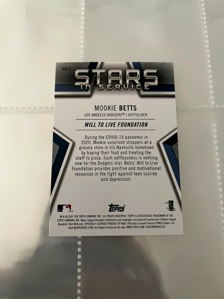 2021 Series 1 Stars In Service #SIS-7 Mookie Betts Los Angeles Dodgers New Mint - Image 2 of 2