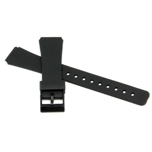 18mm Black Soft Rubber Silicone Wristwatch Sport Dive Watch Strap Band