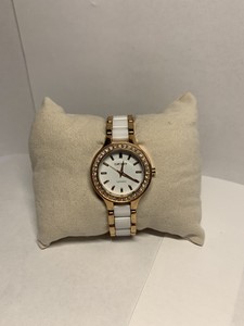 Dkny Reloj De Señoras De Cerámica Blanco Oro Rosa Acero Inoxidable cierre  de caso Cristales | eBay