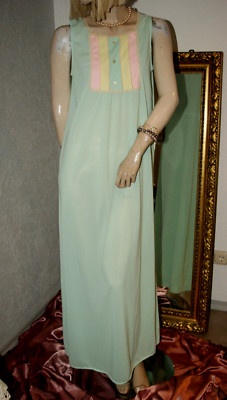 Langes seidenweich gleitendes ARISTOCRAFT Nylon Negligee Nachtkleid edel mint M