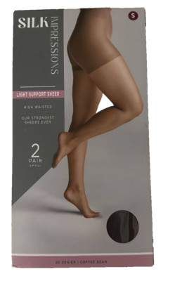 Silk Impressions Pantyhose 2 Pack Small 20 Denier/Coffee Bean Med Support Sheer