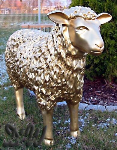 GOLDENES SCHAF gold 78 cm Deko Garten Figur Bauernhof BUNTE SCHAFE Skulptur - Bild 1 von 3