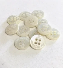 24 Buttons Anchor Pearlized Off White Plastic 4-Hole Sew Sewing 15 mm #WH33