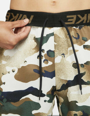 nike training shorts with camo swoosh in black