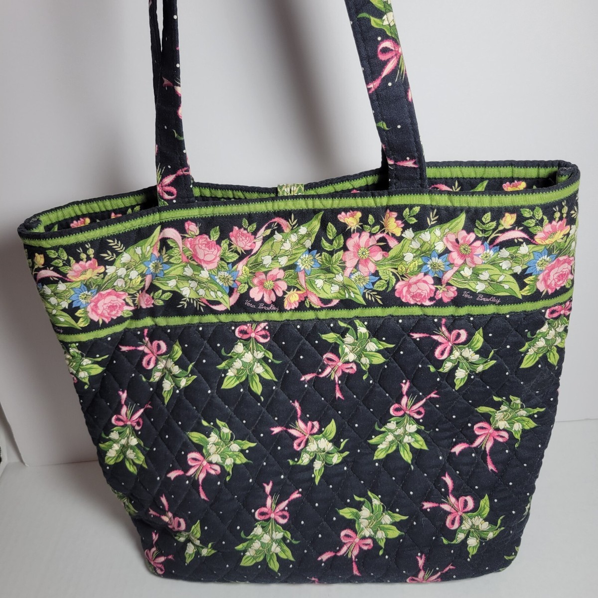 Vintage Vera Bradley New Hope Tote Bag with Button Closure 