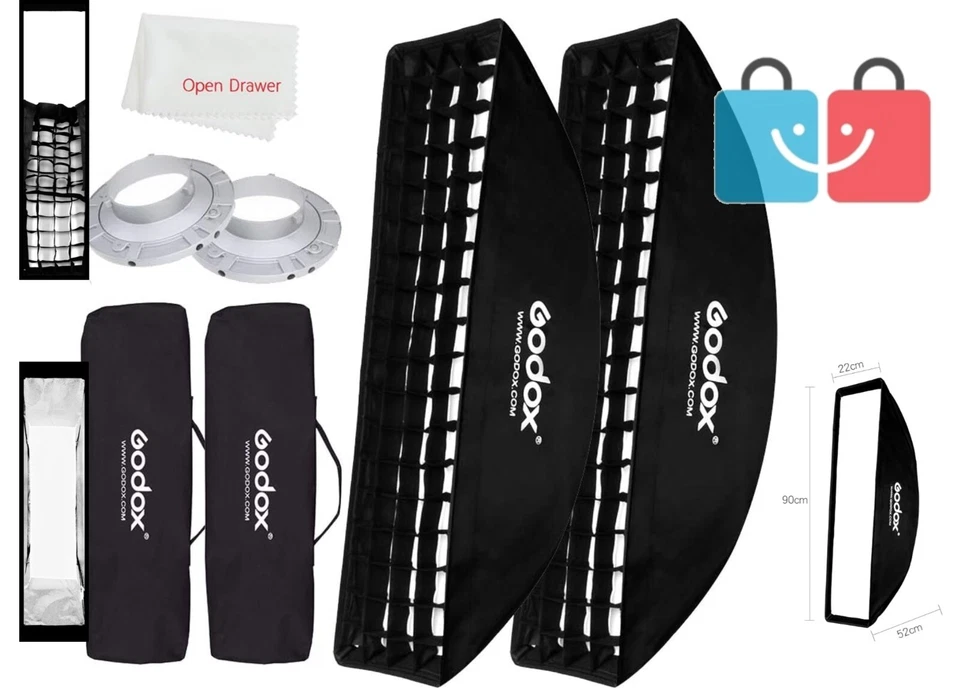 22x90cm Lightweight Strip Softbox with Silver Interior for Optimal Photography - Image 2 of 4