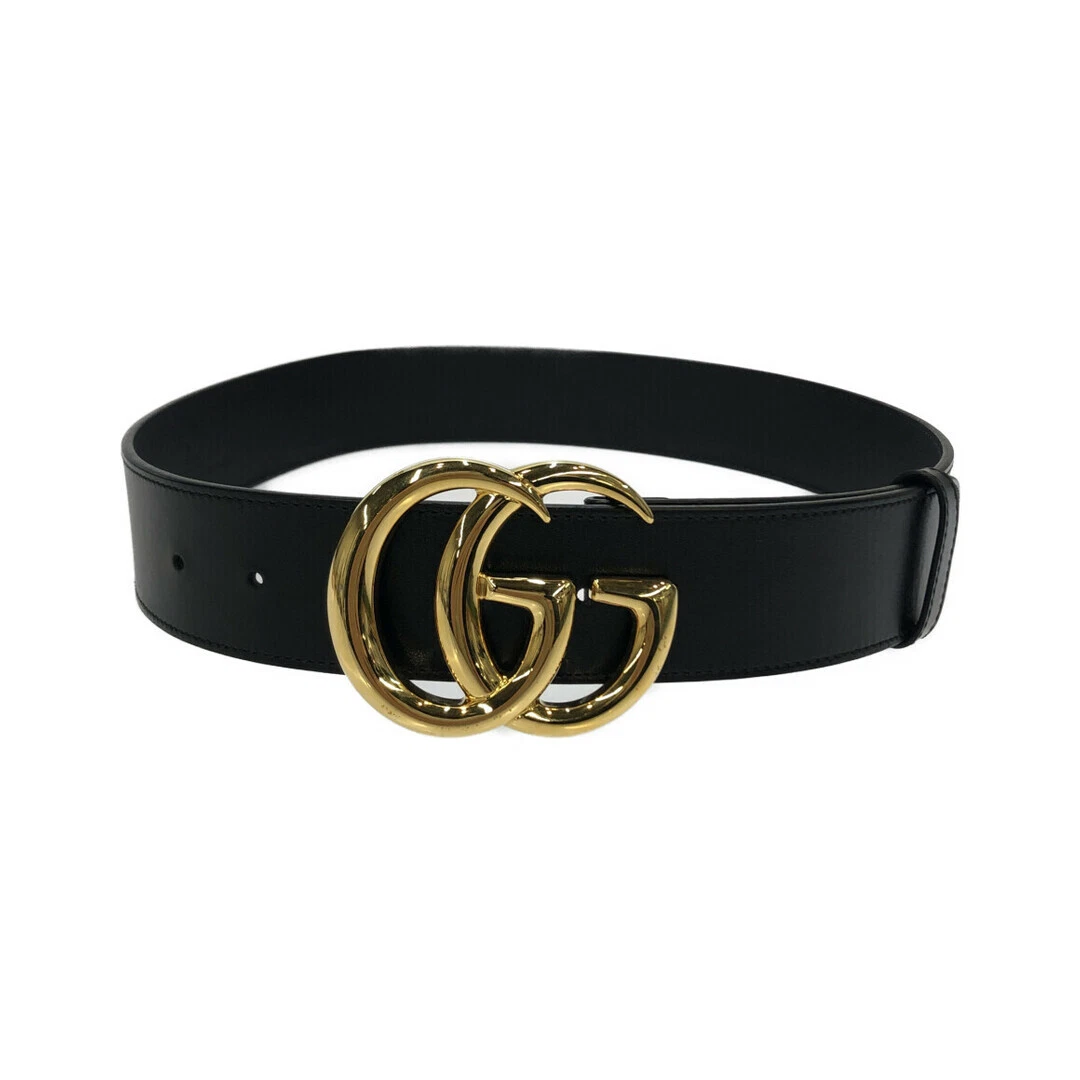Gucci Shiny Buckle Leather Belt GG Marmont 406831 0YA0G Mens
