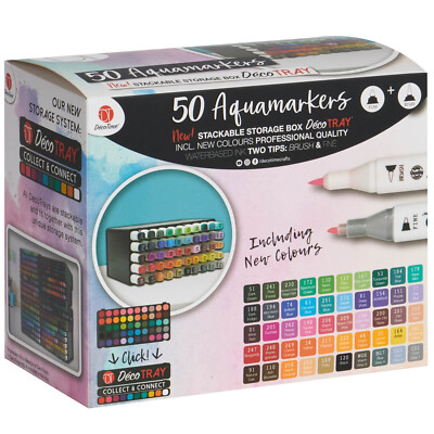 50 Stück Aqua Marker Kalligraphie Marker Dual Tip Wasserbasierte Farbmarker Set