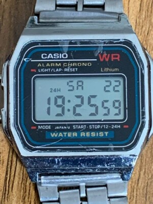 Vintage Casio A159W Alarm Chrono WR Quartz Gents Bracelet