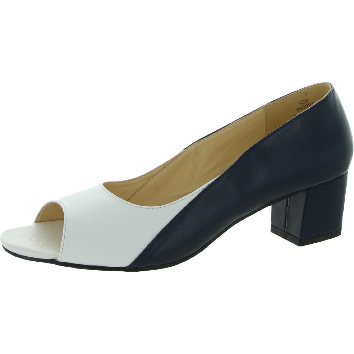 Женские туфли Beacon Lena из темно-синей кожи с открытым носком на каблуке 9 Super Slim (SS) BHFO 8705