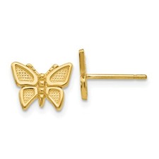 14k Yellow Gold Butterfly Post Stud Earrings 0.28 Inch