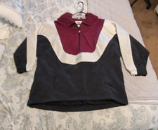 VINTAGE NIKE Jacket Mens XL Maroon Black Zip Windbreaker Coat Big Swoosh Rare