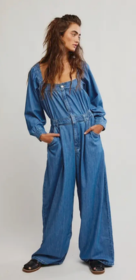 NEW FREE PEOPLE WE THE FREE CLARA WIDE LEG DENIM ONE PIECE