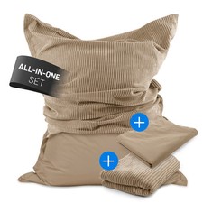 LUMALAND Sitzsack XXL Riesen Sitzkissen Indoor Cord Bezug Outdoor Hülle Füllung