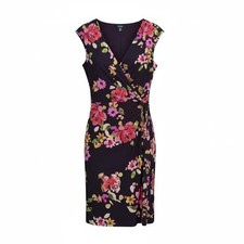 Chaps Floral Print Faux Wrap Dress XL