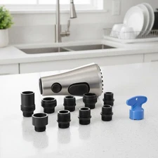 3-Function Pull Down Spray Head Replacement for Kitchen Faucets - Brushed Nickel