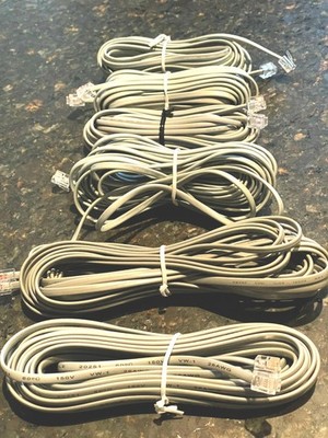 6 Pack Cable Lot Telephone Fax Modem Land Line: AWM RJ11 20251 150V 25-26  L