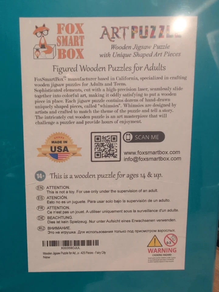 Rompecabezas de madera Fox Smart Box ~ Fairy City ~ 425 piezas caprichoso hecho en EE. UU. Foto 4 de 4