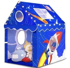 Space Kids Tent with Mat & LED Star Lights, Boys and Girls Play Tent Indoor a...