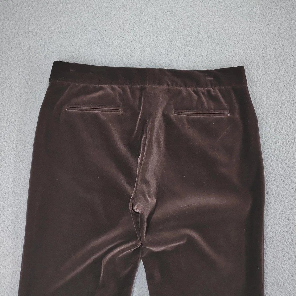 Theory Pants Womens 10 Brown Velvet Cotton Blend Bootcut Dress Trouser - Image 4 of 4