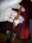VTG. R.L. GRIFFITH CO. BEIGE/TAN MOTHER OF PEARL/GOLDTONE BRACELET/EARRINGS — photo 6