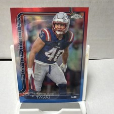 2025 TOPPS CHROME FOOTBALL JAHLANI TAVAI RED WHITE AND BLUE  PATRIOTS 
