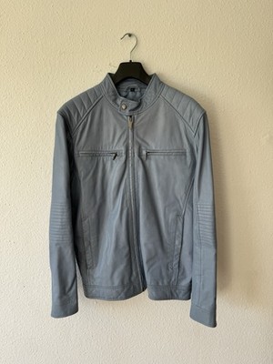 Gentlemen Selection Herren Lederjacke, Hellblau, Größe 52