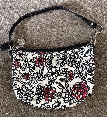 Coach Poppy graffiti Pink White flower Small clutch purse 9X6