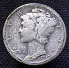 1919 S Mercury Silver Dime 90% Silver US Collectible Coin