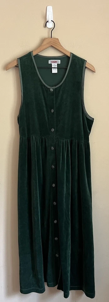 Dress Overall Jumper Vintage 80s 90s Velour Holiday Womens Size Medium PM - Image 2 of 4