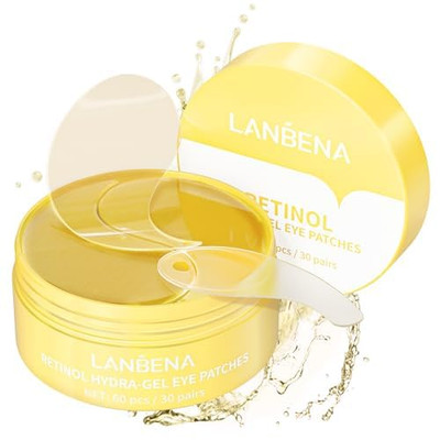 LANBENA Under Eye Patches (30 Pairs) Gold Eye Mask Retinol & Collagen ~ Exp 6/26