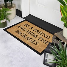 Northlight Beige and Black Rectangular "Hide The Packages" Outdoor Mat 30 x 18
