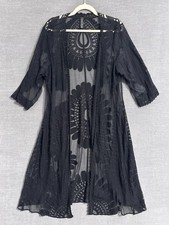 Lane Bryant Kimono 14/16 Black Lace Sheer Kimono Boho Cardigan Western Beach