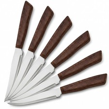 Set 6 Coltelli da Bistecca Professionali in Acciaio Inox 22 cm con Lama con punt