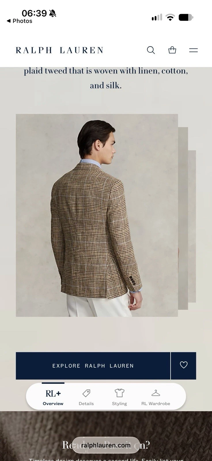 Polo Ralph Lauren RL67 Glen Plaid Jacket Summer Tweed 44R NWT - product detail image 17