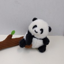 Lindo Oso Panda Peluche Animal con Tronco Bambú Juguete Negro Blanco Suave Regalo