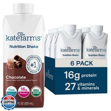 KATE FARMS Organic Nutrition Shake, Chocolate, 16g protein, 27 Vi