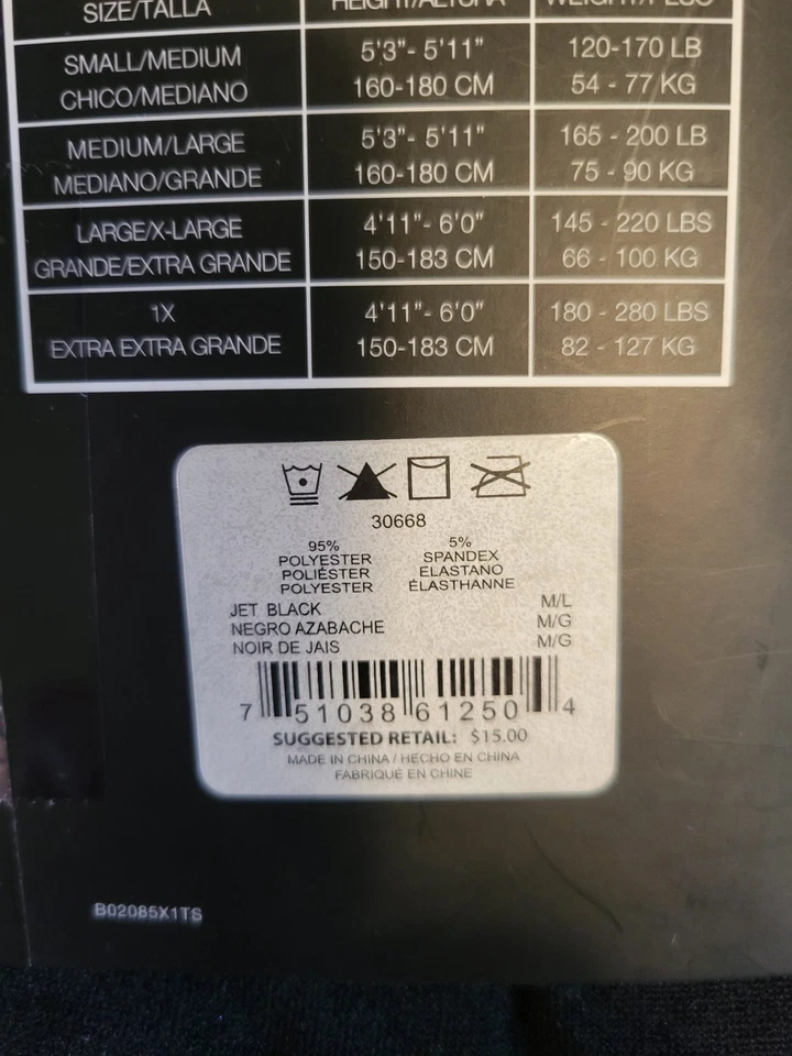 .Elllen Tracy Fleece-lined footless tights Size M/L 1 pair Jet Black New - Image 3 of 3