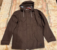 Mec Mens Rain Hooded Jacket Dark Brown Full Zip Waterproof Regular Fit Small