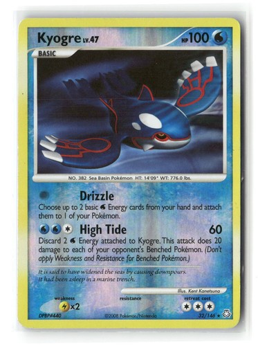 Kyogre Reverse Holo Rare Legends Awakened 32/146 Pokemon Moderately Played