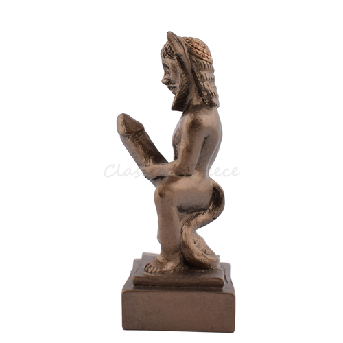 Statue Griechische Mythologie Satyr Akt Alabaster 5,12" - 13 cm Metallguss Oberfläche - Bild 3 von 10