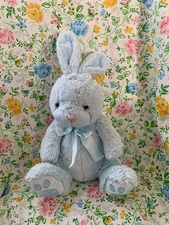 Animal Adventure Blue Bunny Rabbit Plush Stuffed Animal 15” Seated Ribbon
