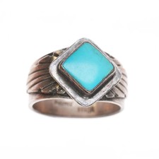 sz12.75 Wilson Padilla Navajo sterling silver turquoise ring