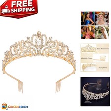 Gorgeous Gold Crystal Tiara with Secure Combs - Ideal for Parties Weddings