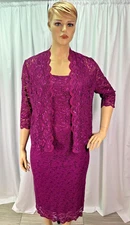 Alex Evenings 18W Lace Sequin Sheath Dress Jacket Mother of Bride Formal Set
